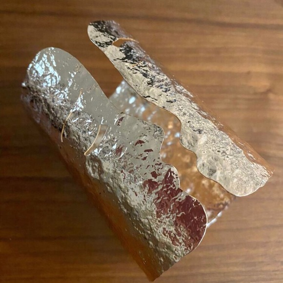 New Textured Abstract Artist Face Cuff Bracelet / Avant Garde Chunky Art - Picture 10 of 13